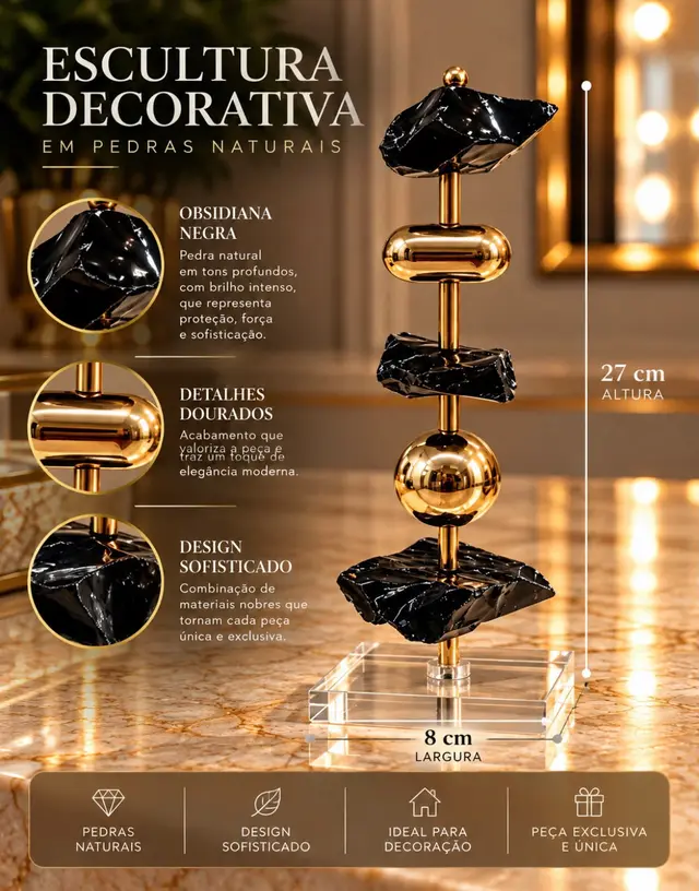 Escultura Obsidiana Negra