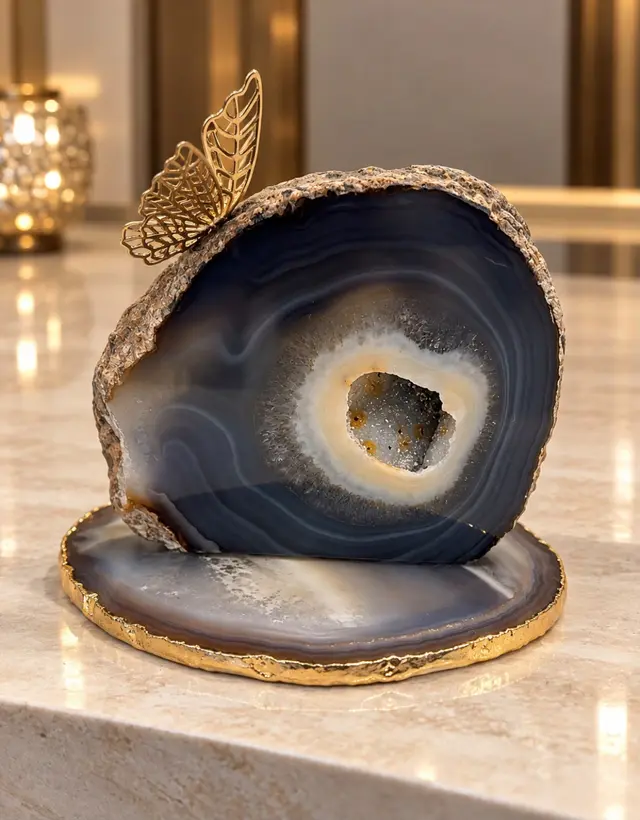 Geodo de Ágata com Borboleta