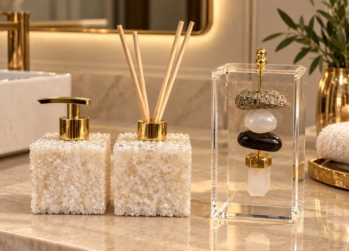Kit Lavabo Quartzo Branco com Difusor